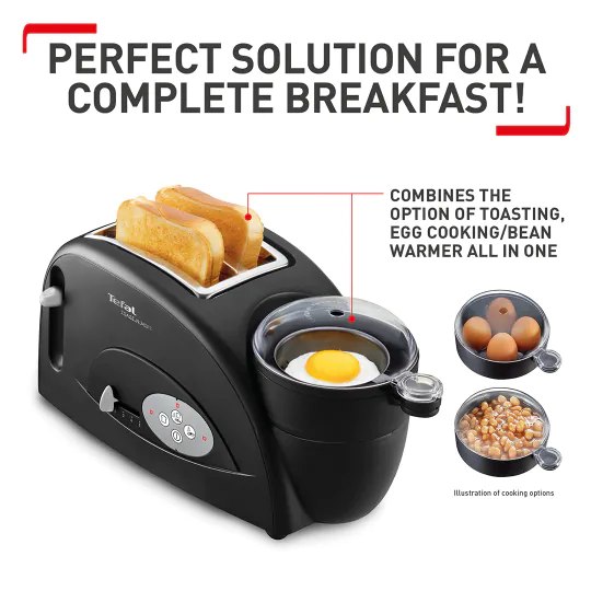 2_11_1 Tefal Toast N Bean TT5528 Toaster and Bean Cooker 220-240W 5 control levels Black