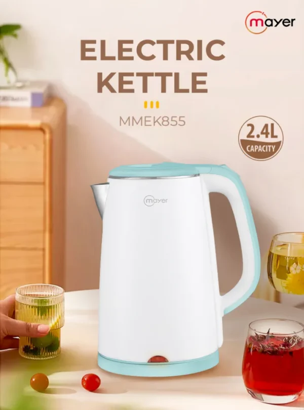 Mayer MMEK855 Electric Kettle 2.4L Double Wall Kettle Mint Colour