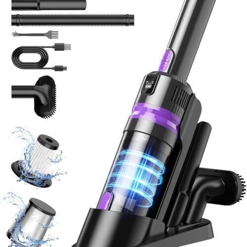 Handheld Vacuum Cordless Rechargeable 2-Speed Modes 3-in-1 Portable Cordless Vacuum Cleaner with Charging Dock Purple