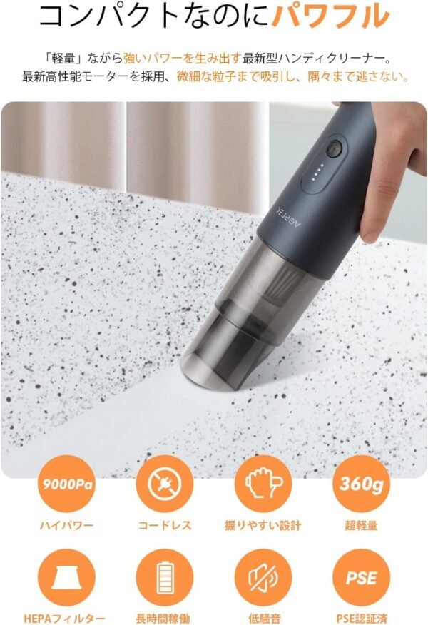 9000Pa Cordless Handheld Vacuum Cleaner 4000 mAh Battery Continuous Work for 20 Mins