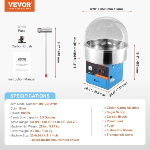 Commercial Candy Floss Machine1000W Electric Cotton Candy Maker with Sugar Spoon