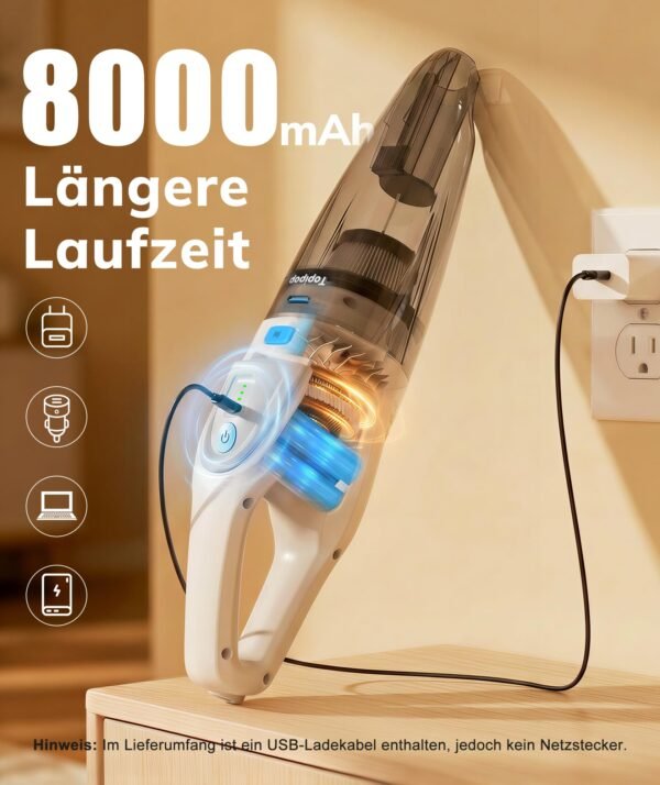 71wUVEfJh3L Handheld Vacuum Cleaner Battery with 25000 Pa Strong Suction Power Wireless Vacuum Cleaner with HEPA Filter Attachments