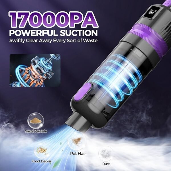 Handheld Vacuum Cordless Rechargeable 2-Speed Modes 3-in-1 Portable Cordless Vacuum Cleaner with Charging Dock Purple