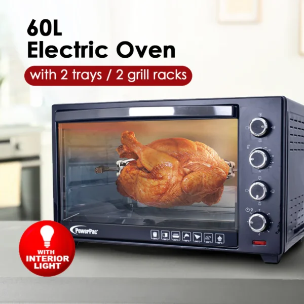 PowerPac Electric Oven Black 60L